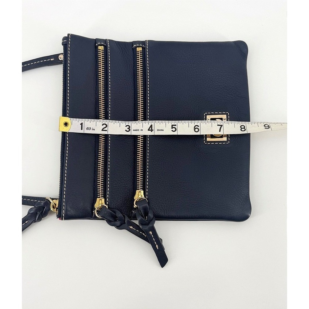Dooney & Bourke Navy Blue Pebble Grain Leather Triple Zip Crossbody Bag - Picture 7 of 10